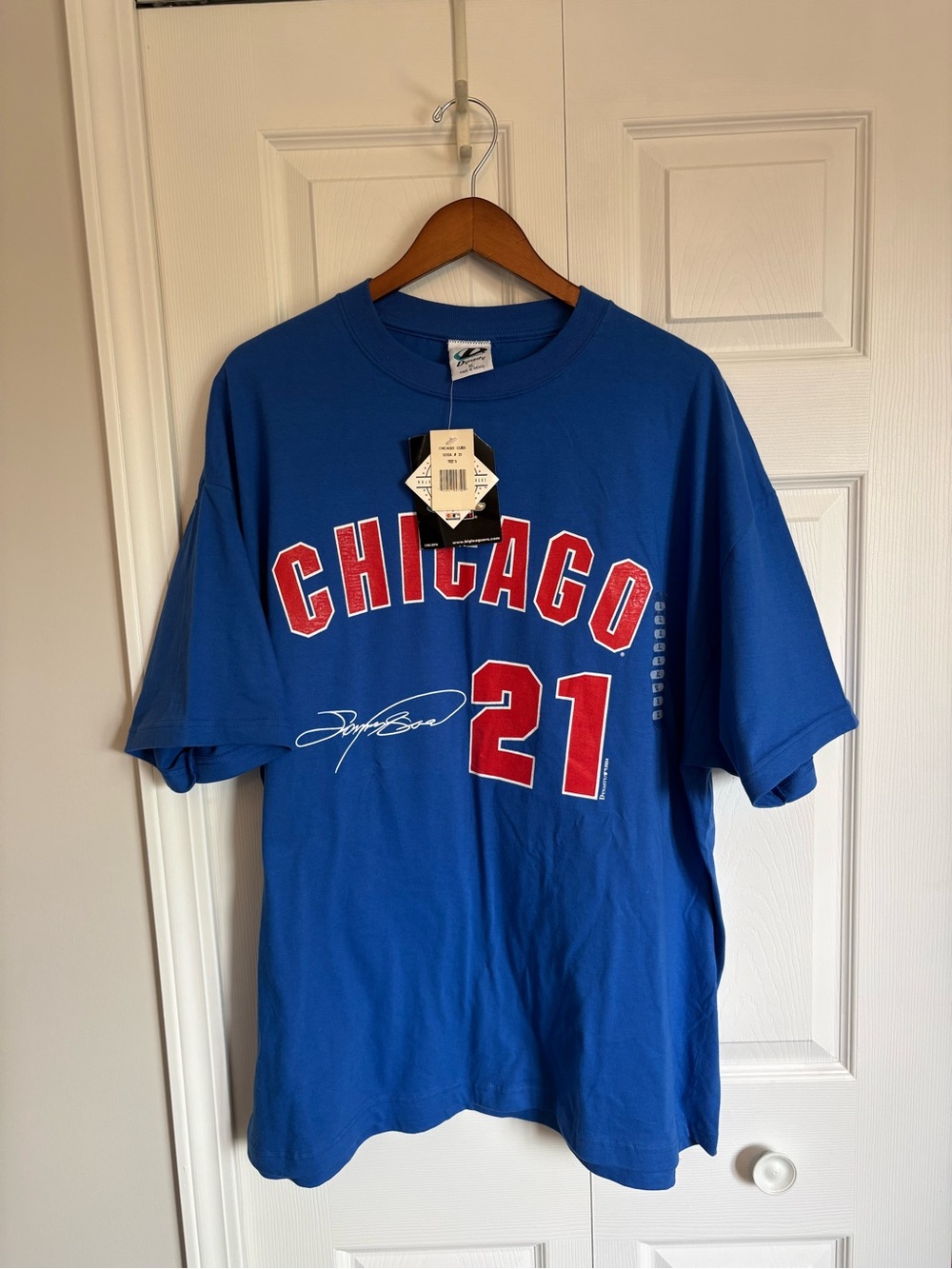 NEW w/ Tag 2004 Mens XL Sammy Sosa Signature Chicago Cubs Blue MLB Jersey Tshirt